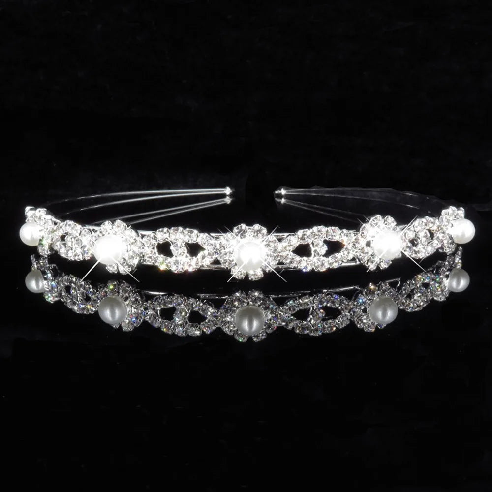 AINAMEISI Fashion Bridal Hair Accessories For Women Hairbands Pearl Crystal Rhinestone Wedding Crown Tiara Wedding Hair Jewelry 6
