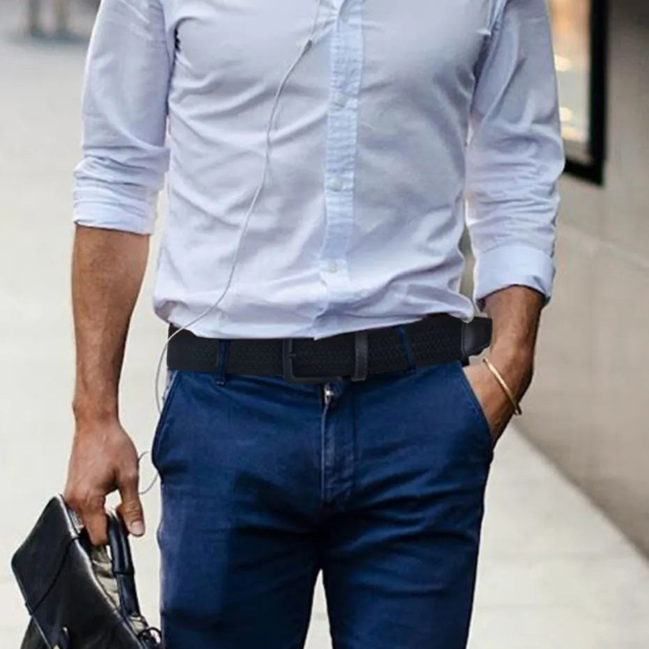 MaiKun Canvas Belts for Men Fashion Metal Pin Buckle Military Tactical Strap Male Elastic Belt for Pants Jeans