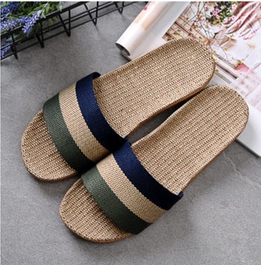 Suihyung Summer Flax Slippers Women Men Casual Linen Slides Multi-Style Non-Slip EVA Home Flip Flops Indoor Shoes Female Sandals As Show 17