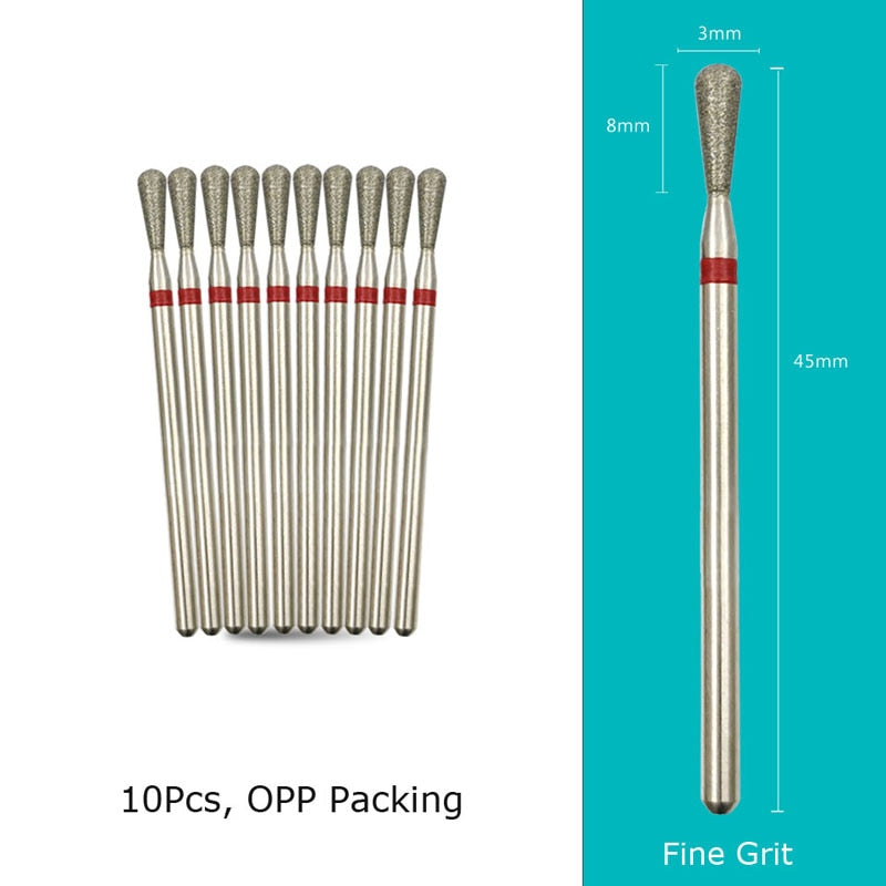 HYTOOS 10pcs/Set Nail Drill Bits Diamond Cutters for Manicure Cuticle Burr Milling Cutter for Pedicure Nails Accessories Tools CN0308D-F(D)