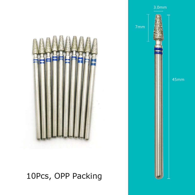 HYTOOS 10pcs/Set Nail Drill Bits Diamond Cutters for Manicure Cuticle Burr Milling Cutter for Pedicure Nails Accessories Tools BM0307D(D)