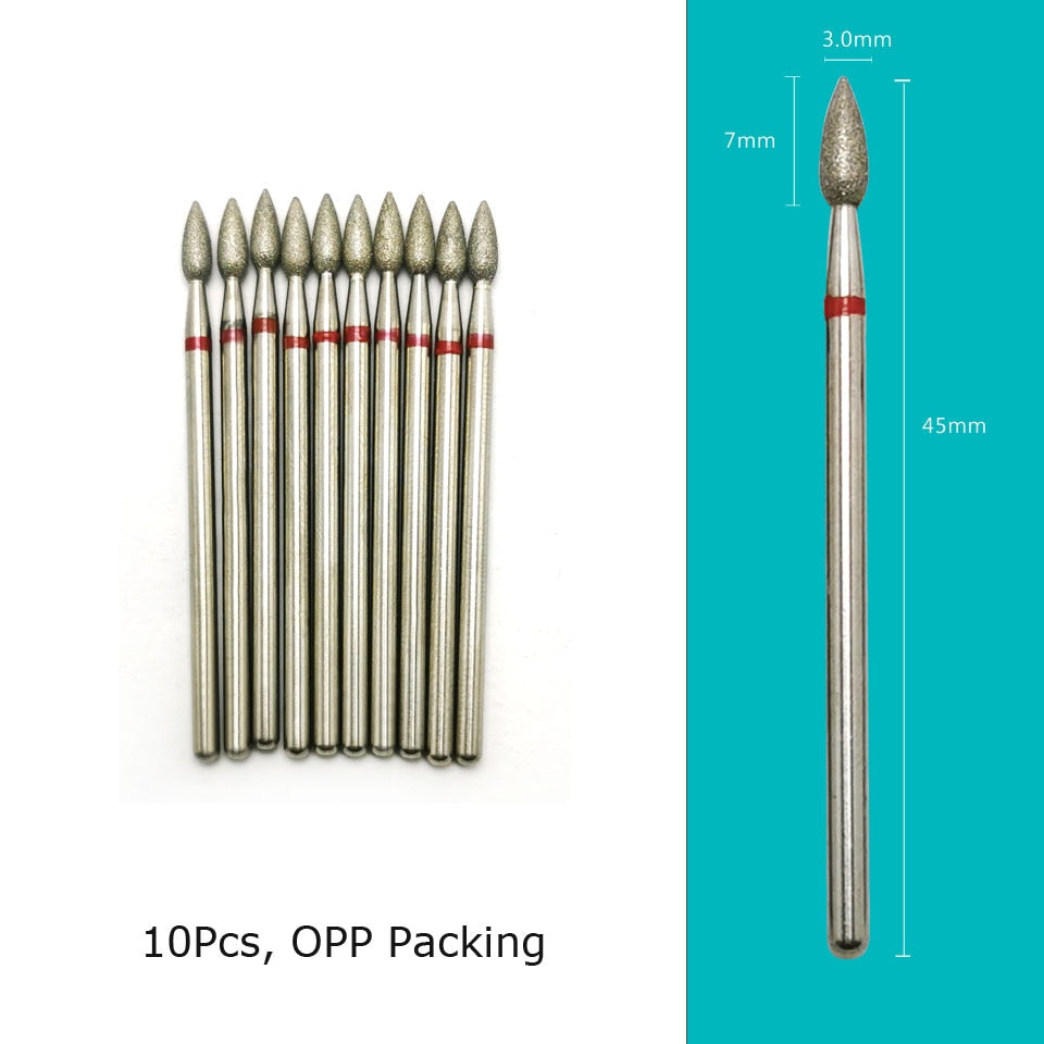 HYTOOS 10pcs/Set Nail Drill Bits Diamond Cutters for Manicure Cuticle Burr Milling Cutter for Pedicure Nails Accessories Tools