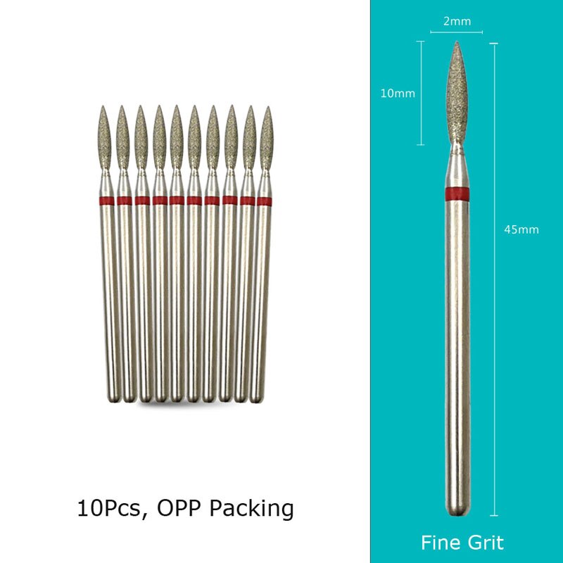 HYTOOS 10pcs/Set Nail Drill Bits Diamond Cutters for Manicure Cuticle Burr Milling Cutter for Pedicure Nails Accessories Tools H0210D-F(D)