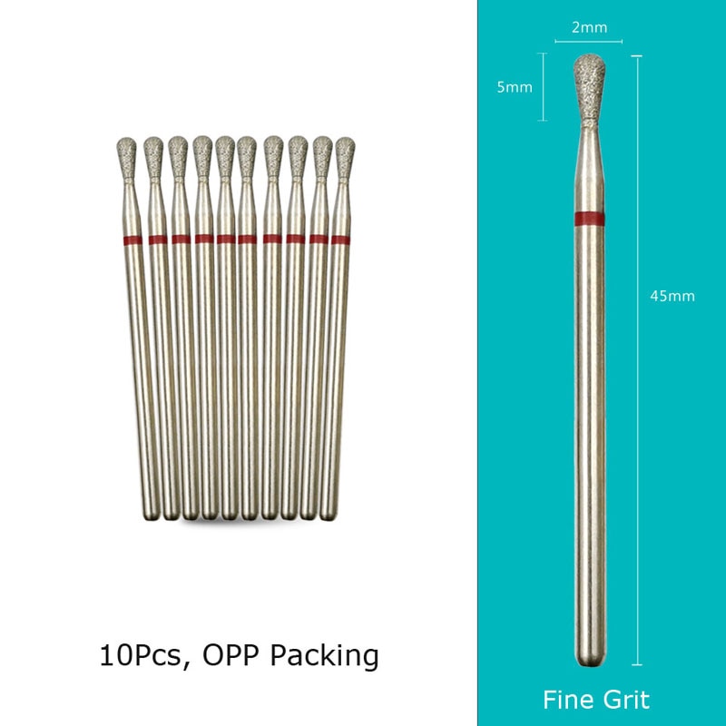 HYTOOS 10pcs/Set Nail Drill Bits Diamond Cutters for Manicure Cuticle Burr Milling Cutter for Pedicure Nails Accessories Tools CN0205D-F(D)