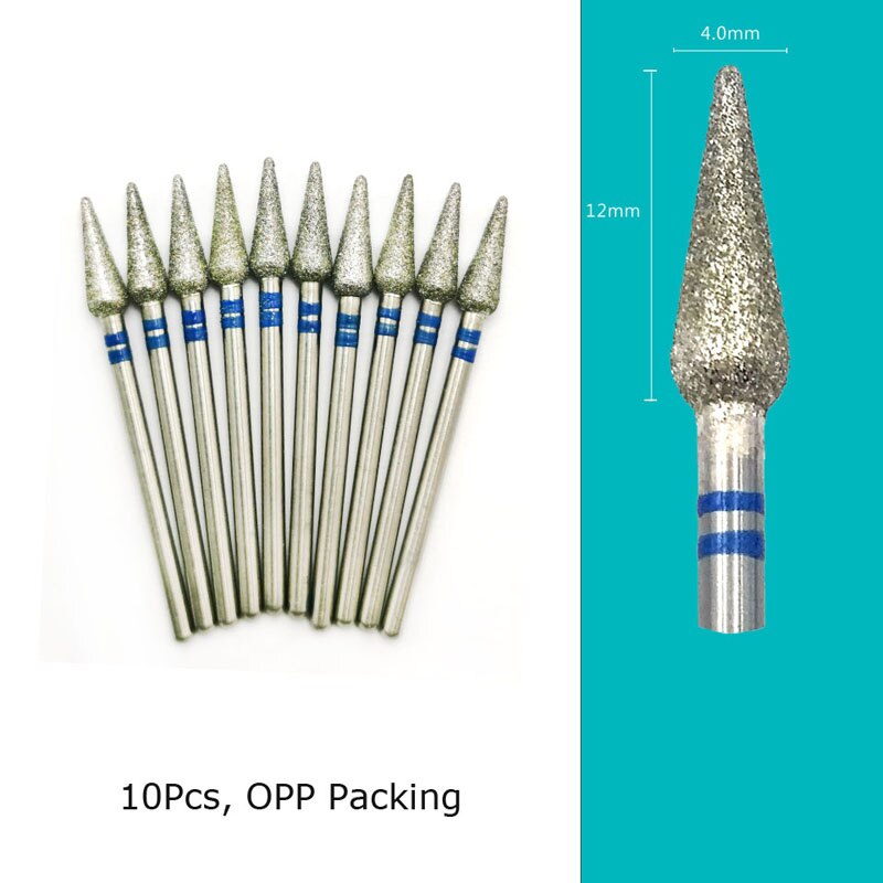 HYTOOS 10pcs/Set Nail Drill Bits Diamond Cutters for Manicure Cuticle Burr Milling Cutter for Pedicure Nails Accessories Tools MD0412D-M(D)