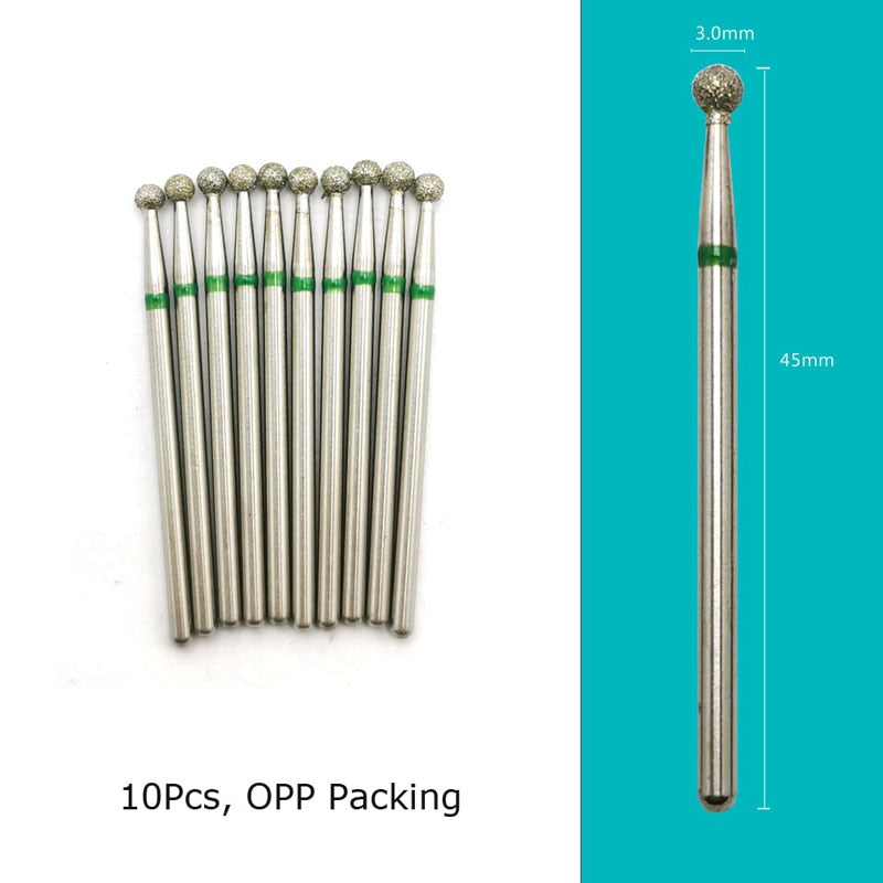 HYTOOS 10pcs/Set Nail Drill Bits Diamond Cutters for Manicure Cuticle Burr Milling Cutter for Pedicure Nails Accessories Tools D030D(D)