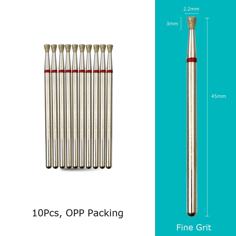 HYTOOS 10pcs/Set Nail Drill Bits Diamond Cutters for Manicure Cuticle Burr Milling Cutter for Pedicure Nails Accessories Tools N0303D-F(D)