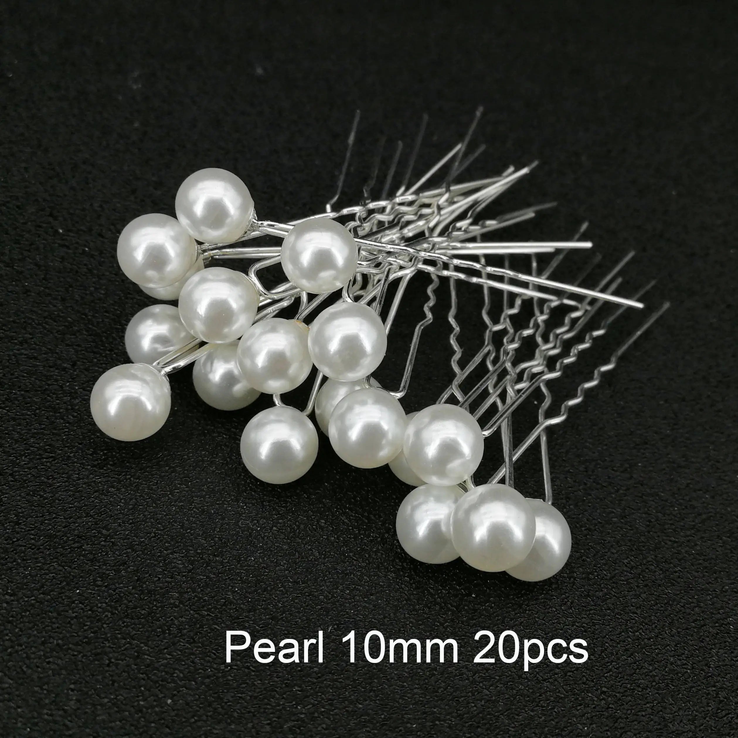 Women U-shaped Pin Metal Barrette Clip Hairpins Simulated Pearl Bridal Tiara Hair Accessories Wedding Hairstyle Design Tools Pearl 20pcs 10MM