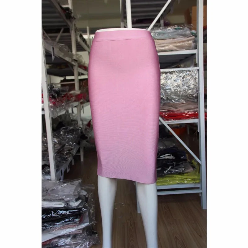 16 Colors Tight Pink Green Black Rayon Knee Length Bandage Skirt Night Club Party Skirt No 7 color