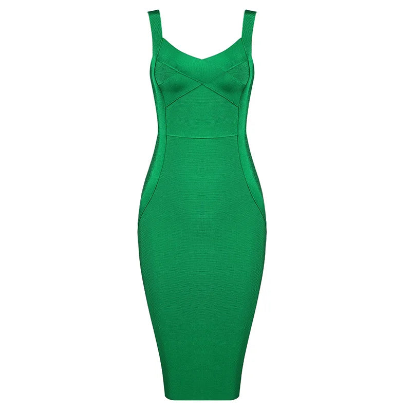 Women Sleeveless Rayon Bandage Dress Celebrity Elegant Green Purple Pink Bodycon Cocktail Party Dress Vestidos green