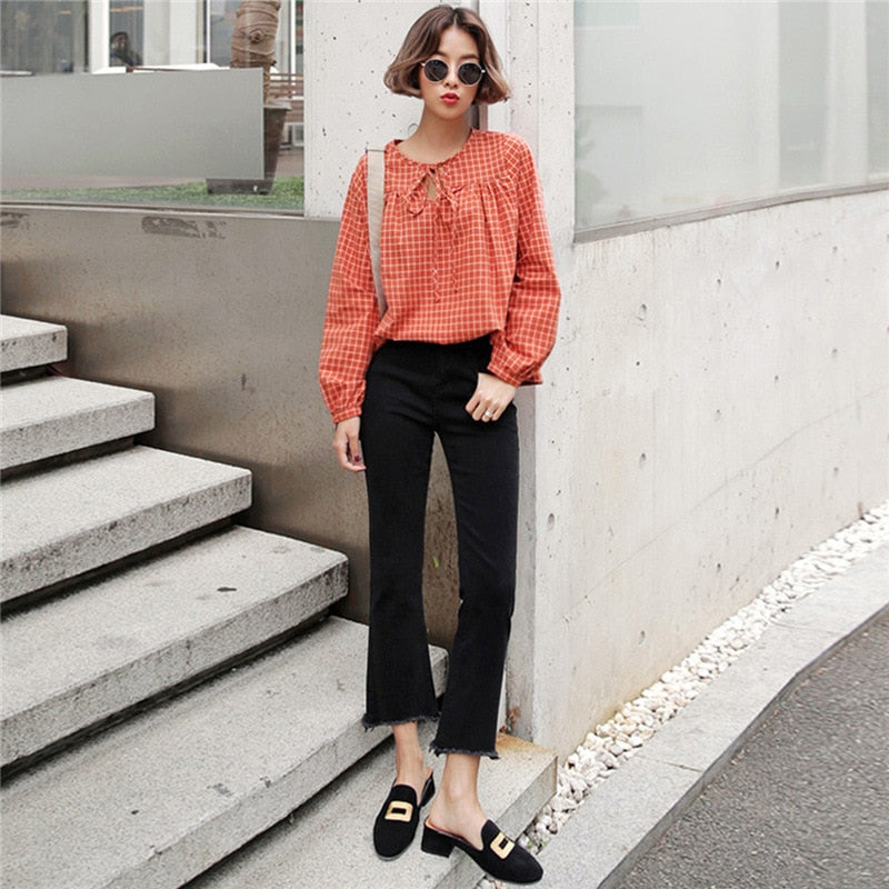 Solid White Stretch Women Jeans Street Wear Flare Denim Pants Boyfriend Fashion Jeans Capri Trousers Ankle length Black