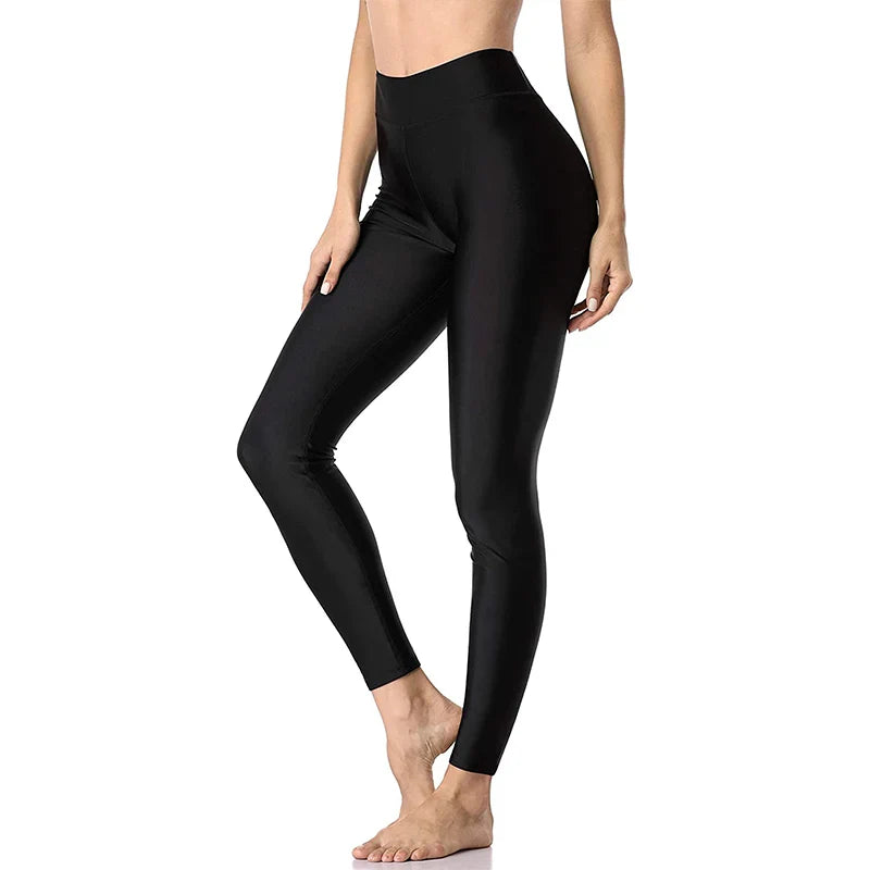 Anfilia Swimming Pants for Women High Waisted Swim Pants Swim Leggings Swim Tights BLA