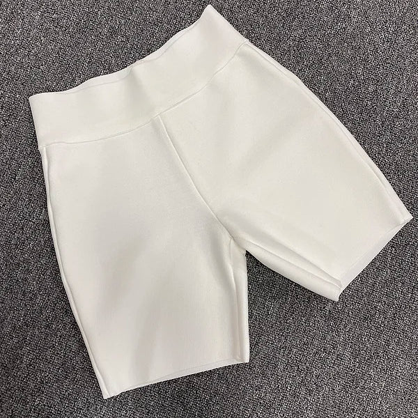 Top Celebrity Grey Black White Elastic Rayon Bandage Pants Fashion Bodycon Shorts Sports Pant
