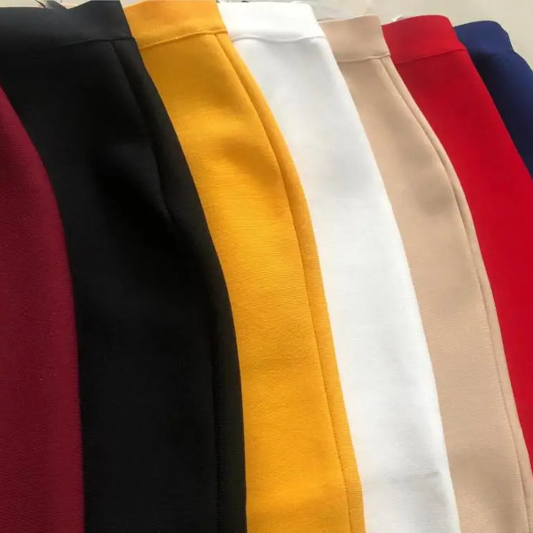 Wholesale Shipping Candy Color Sexy Women Bodycon Mini Bandage Skirt 2021 Designer Fashion Black Pencil Skirt Faldas 43cm