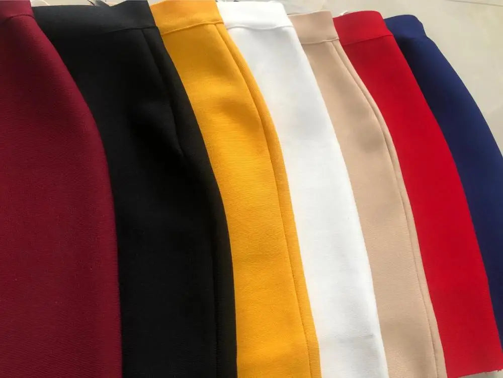 Wholesale Shipping Candy Color Sexy Women Bodycon Mini Bandage Skirt 2021 Designer Fashion Black Pencil Skirt Faldas 43cm