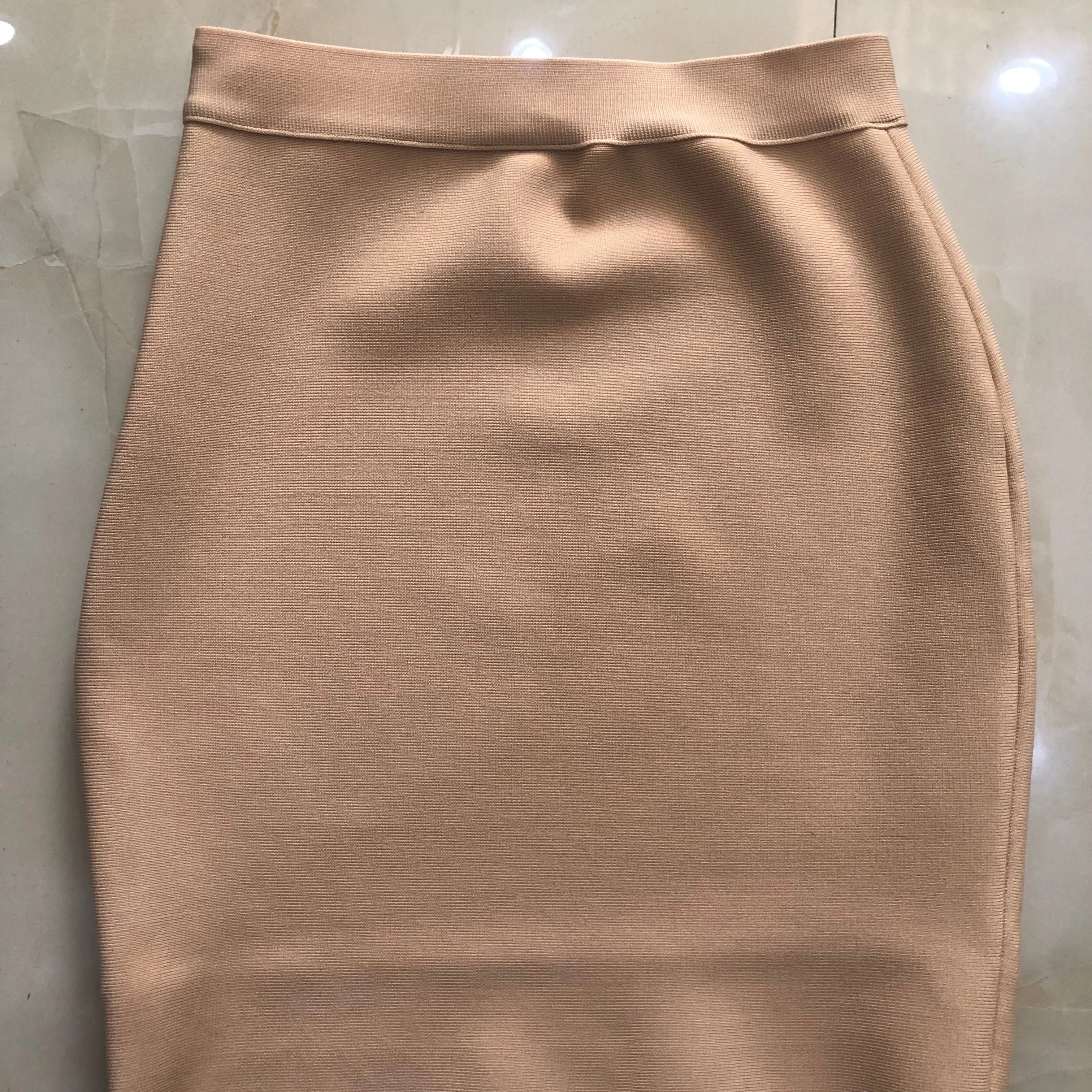 Wholesale Shipping Candy Color Sexy Women Bodycon Mini Bandage Skirt 2021 Designer Fashion Black Pencil Skirt Faldas 43cm Beige