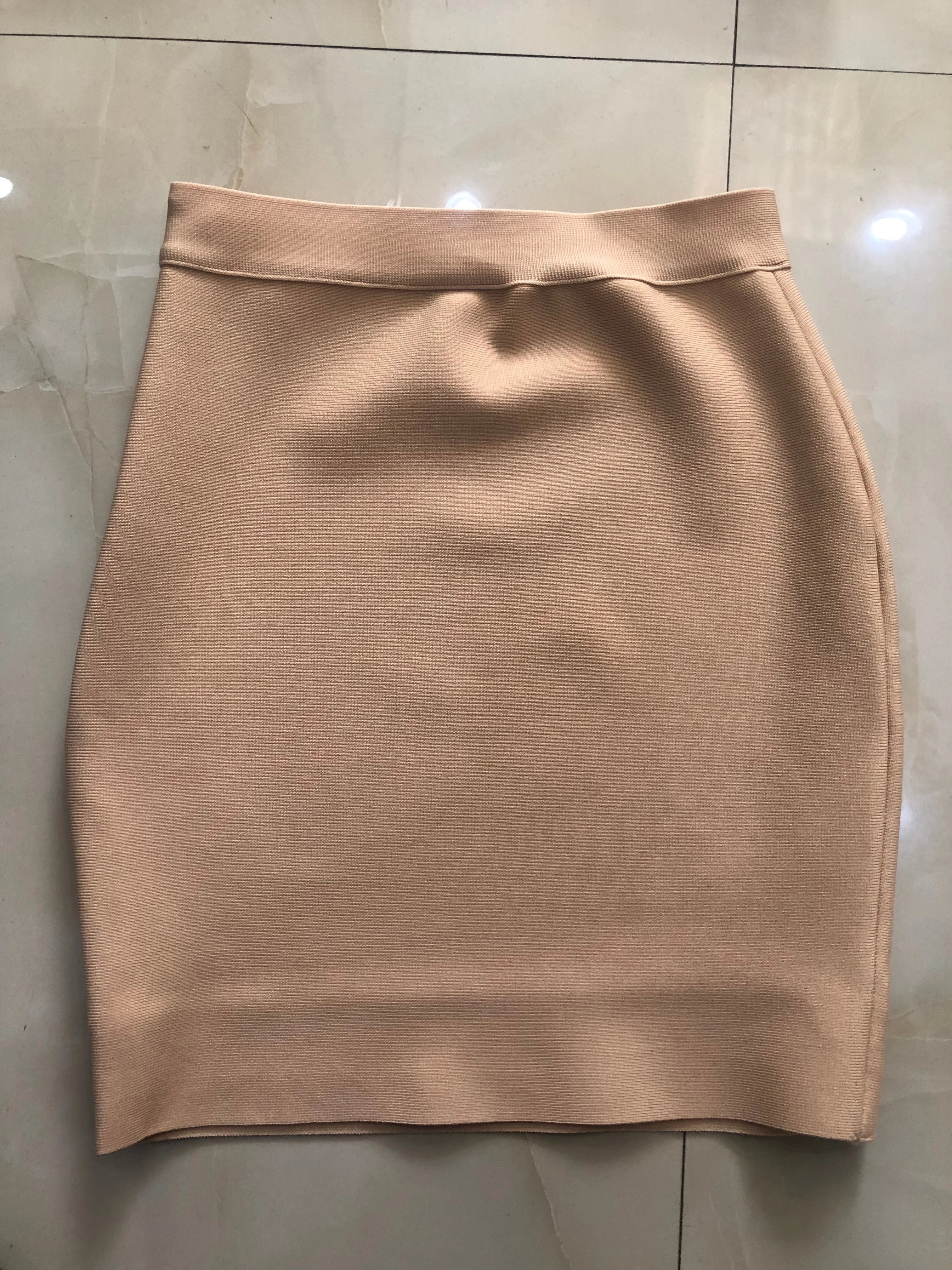Wholesale Shipping Candy Color Sexy Women Bodycon Mini Bandage Skirt 2021 Designer Fashion Black Pencil Skirt Faldas 43cm Beige