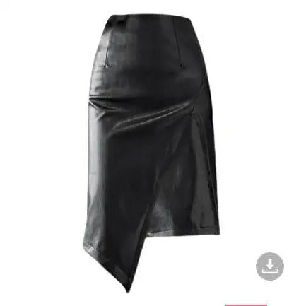 Black PU Leather Skirt Women 2021 Spring Autumn Midi Sexy High Waist Bodycon Split Skirts Office Pencil Skirt Knee Length Saia 2159 black