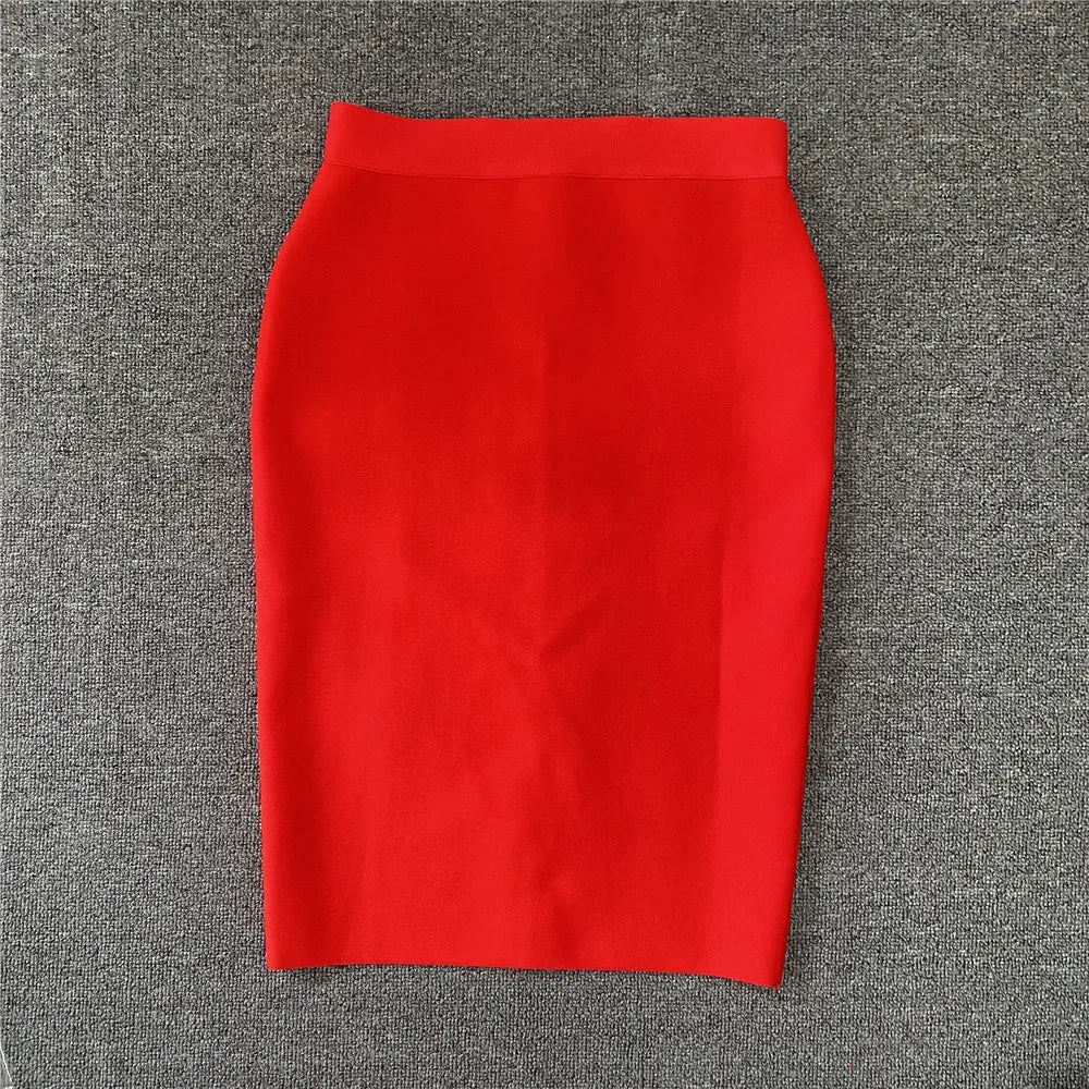 Women New Rayon Bandgae Skirt Elegant Pencil Skirt Celebrity Sexy Club Party Wear Vintage Vestios