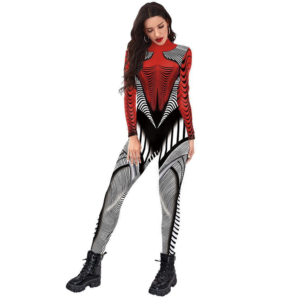 Halloween Funny Skeleton 3d Printed Stage Costume Jumpsuit B142 338