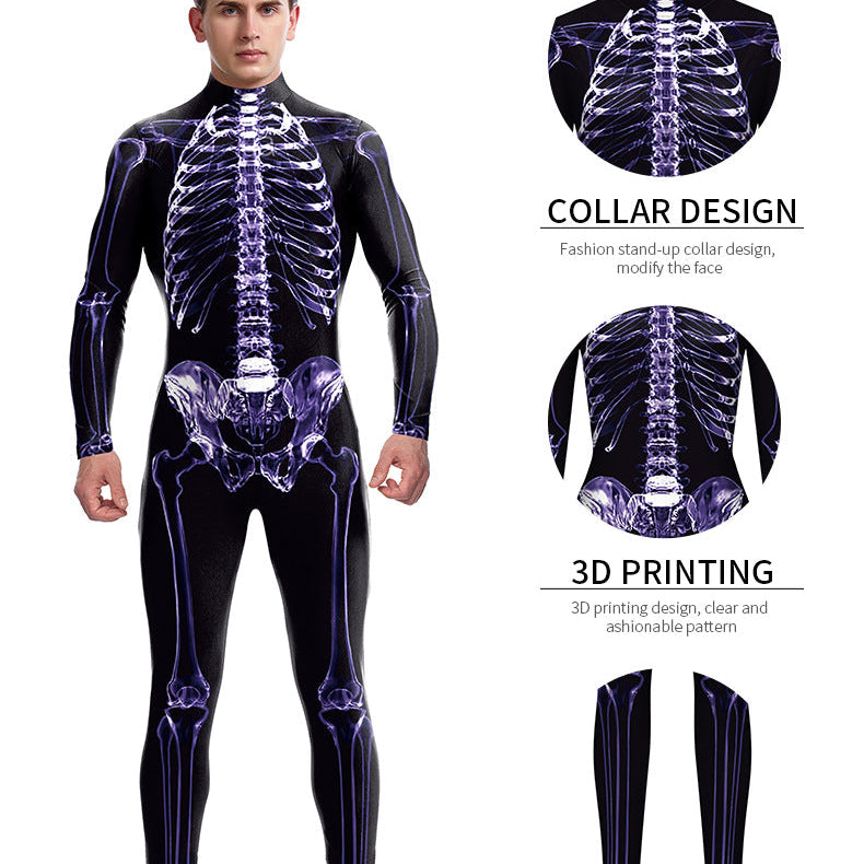 Halloween Funny Skeleton 3d Printed Stage Costume Jumpsuit