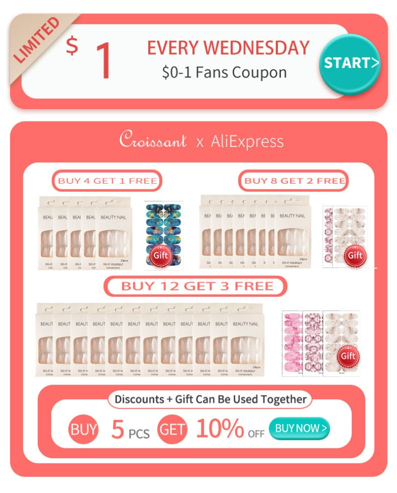 Halloween Press on Fake Nail Set Art Black French Tip Full Cover Coffin Acrylic Short Press-on Pressure False Nails Tips 24pcs