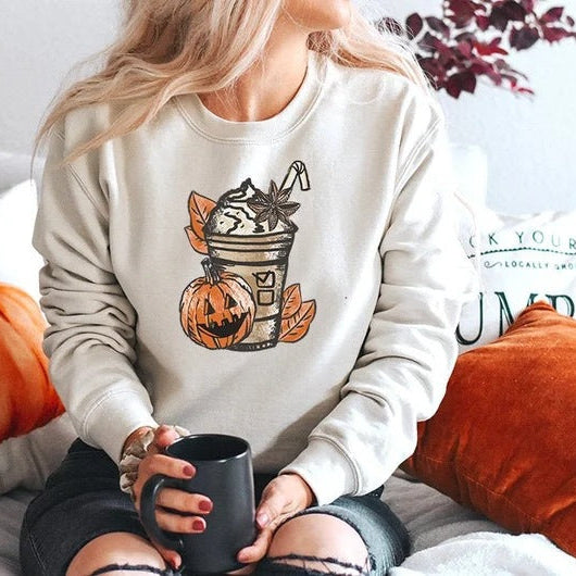 Halloween Printed Round Neck Long Sleeve Sweater