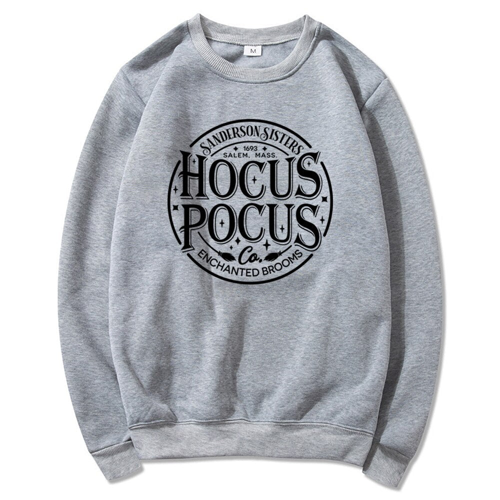 Halloween Sanderson Sisters Sweatshirt Just A Bunch of Hocus Hoodie Basic Witch Sweater Halloween Witch Crewneck Sweatshirts Gray