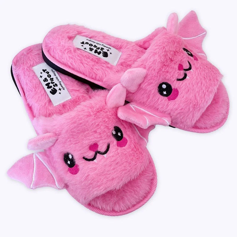 Halloween Shoes Cute Bat Slippers With Wings Winter Warm Home Slippers Women Men AMAIO