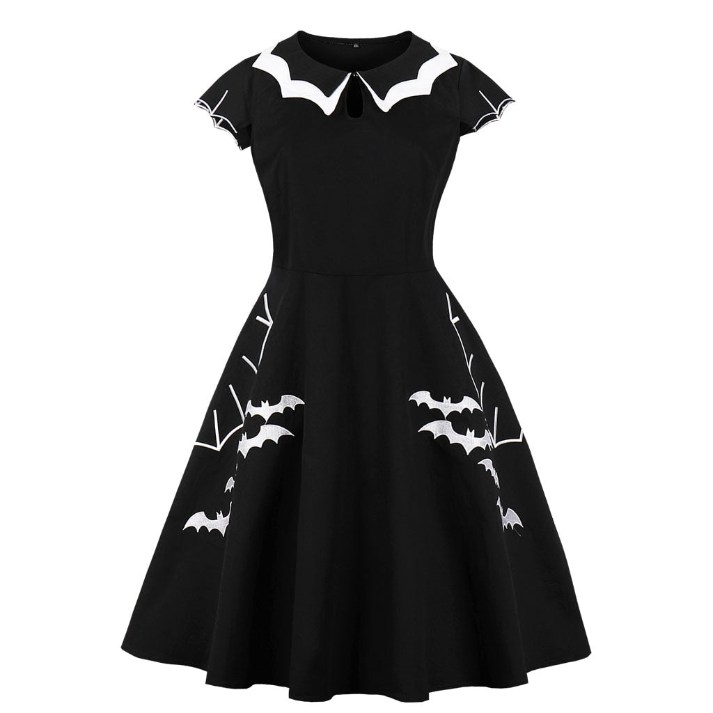 Halloween bat embroidered dress AMAIO