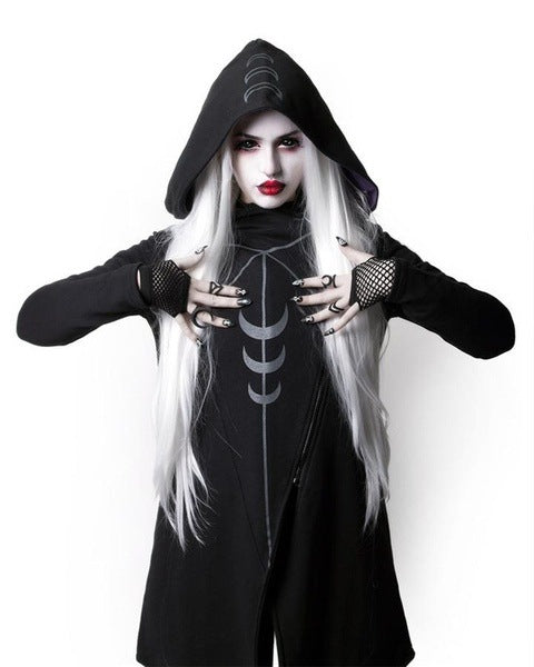Halloween irregular hooded jacket Black