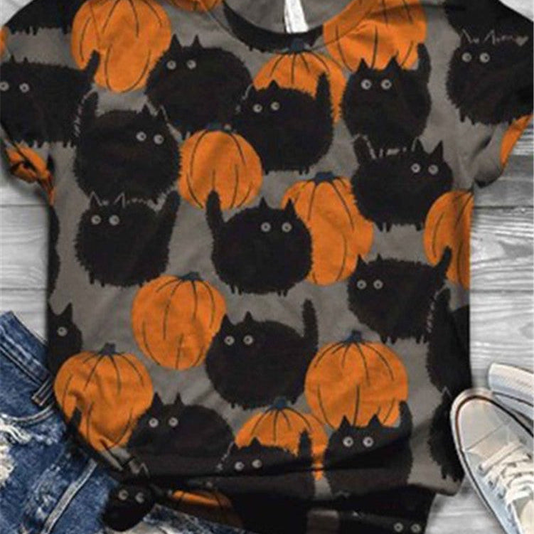 Halloween print short sleeve AMAIO