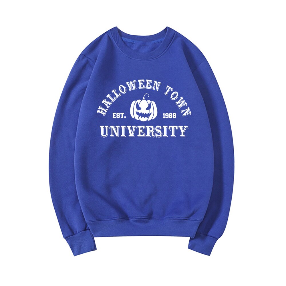 Halloweentown University Crewneck Sweatshirt Halloween Town Est 1998 Pullovers Fall Halloween Hoodies Pumpkin Sweatshirts Hoodie Blue