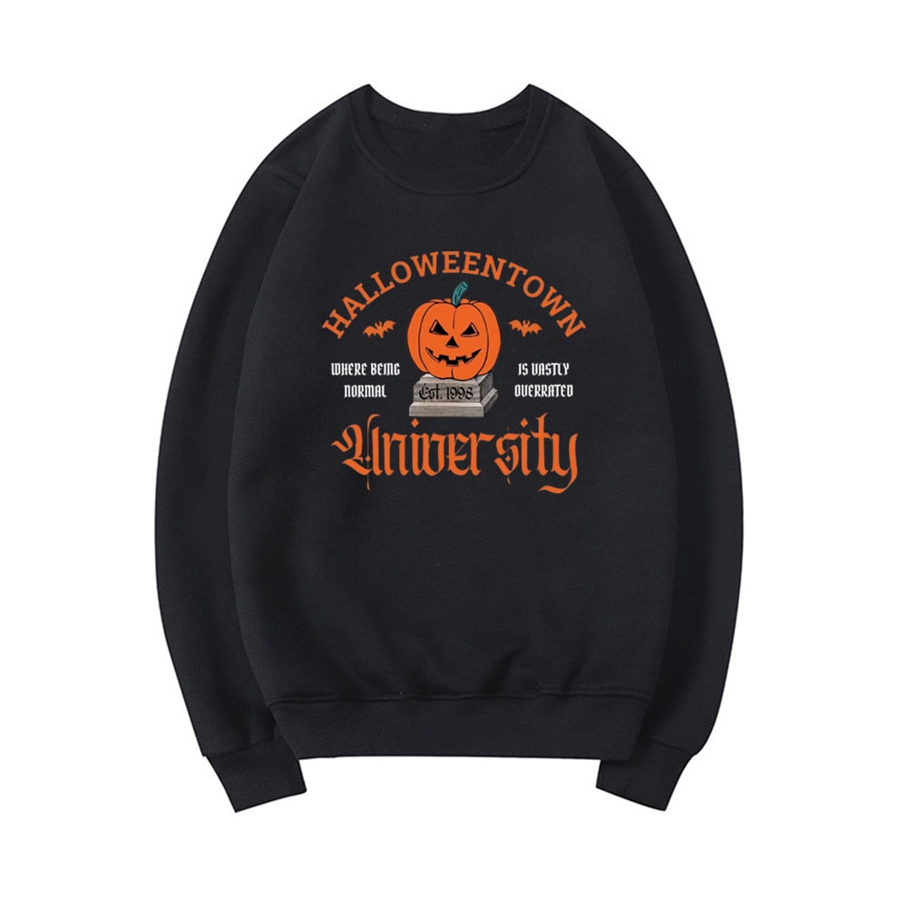 Halloweentown University Sweatshirt Halloweentown Est 1998 Pullover Fall Halloween Sweatshirt Vintage Halloween Town Hoodie Tops Black