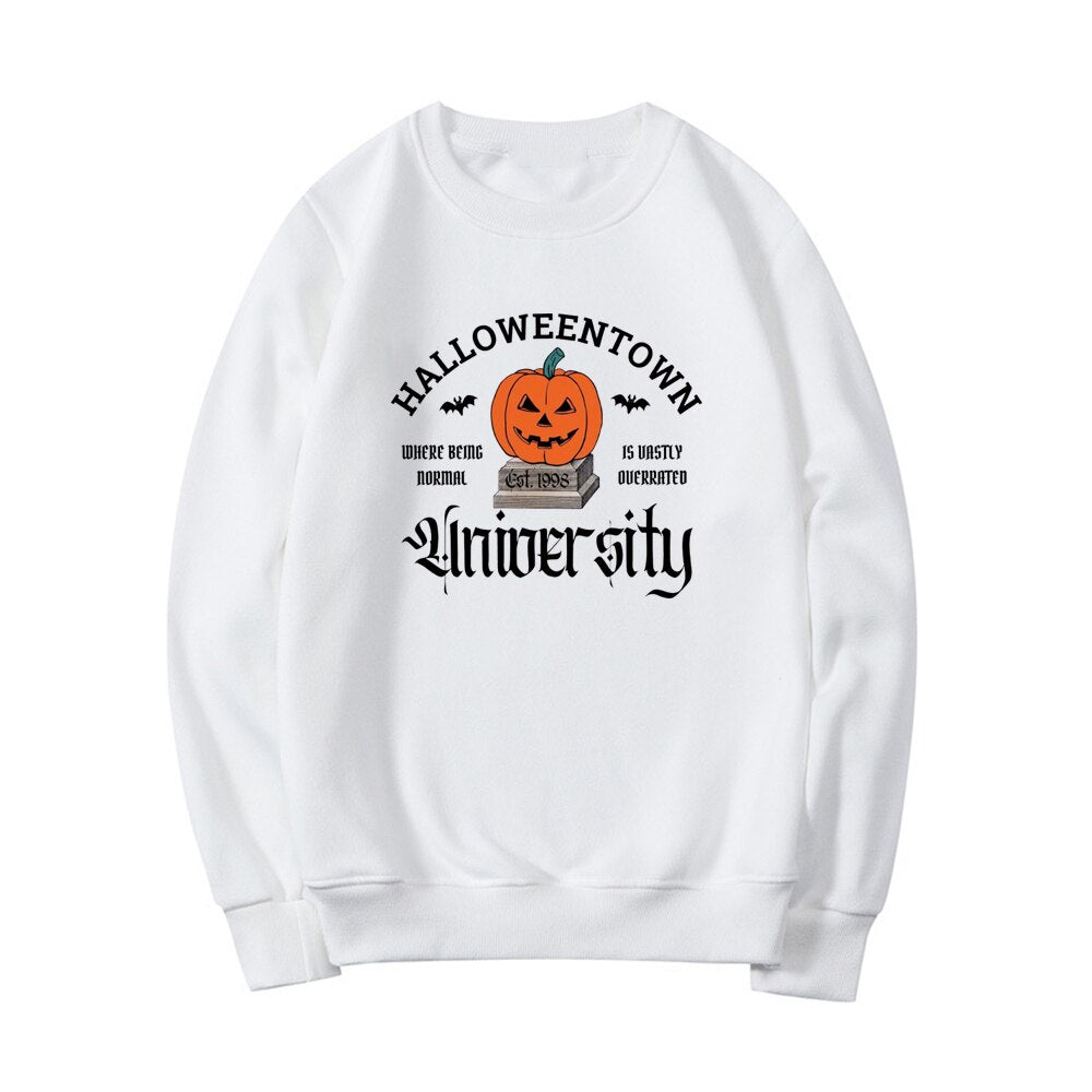 Halloweentown University Sweatshirt Halloweentown Est 1998 Pullover Fall Halloween Sweatshirt Vintage Halloween Town Hoodie Tops White