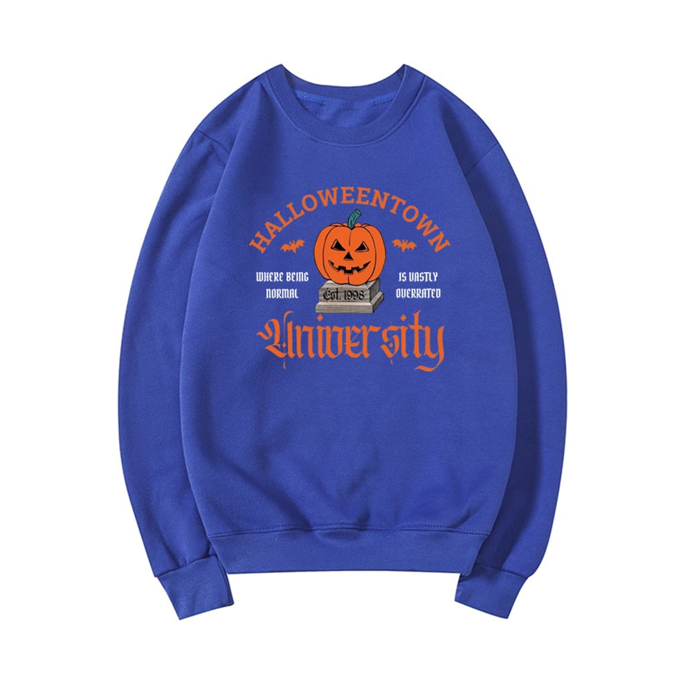 Halloweentown University Sweatshirt Halloweentown Est 1998 Pullover Fall Halloween Sweatshirt Vintage Halloween Town Hoodie Tops Blue