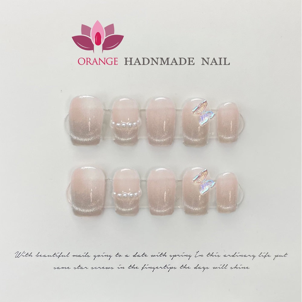 Handmade Press On Nails Ballerina Eye Cat Design Coffin Manicuree Decoration Wearable Full With Glue Acrylic Nail For Girls