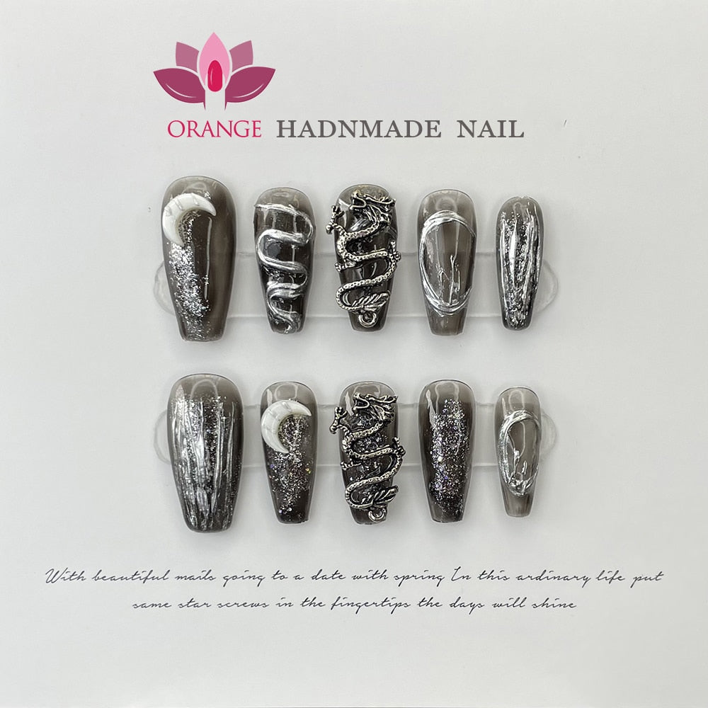 Handmade Stiletto Press On nails Reusable Decoration Fake Nails Full Cover Artificial Manicuree Wearable XS S M L Size Nails Art