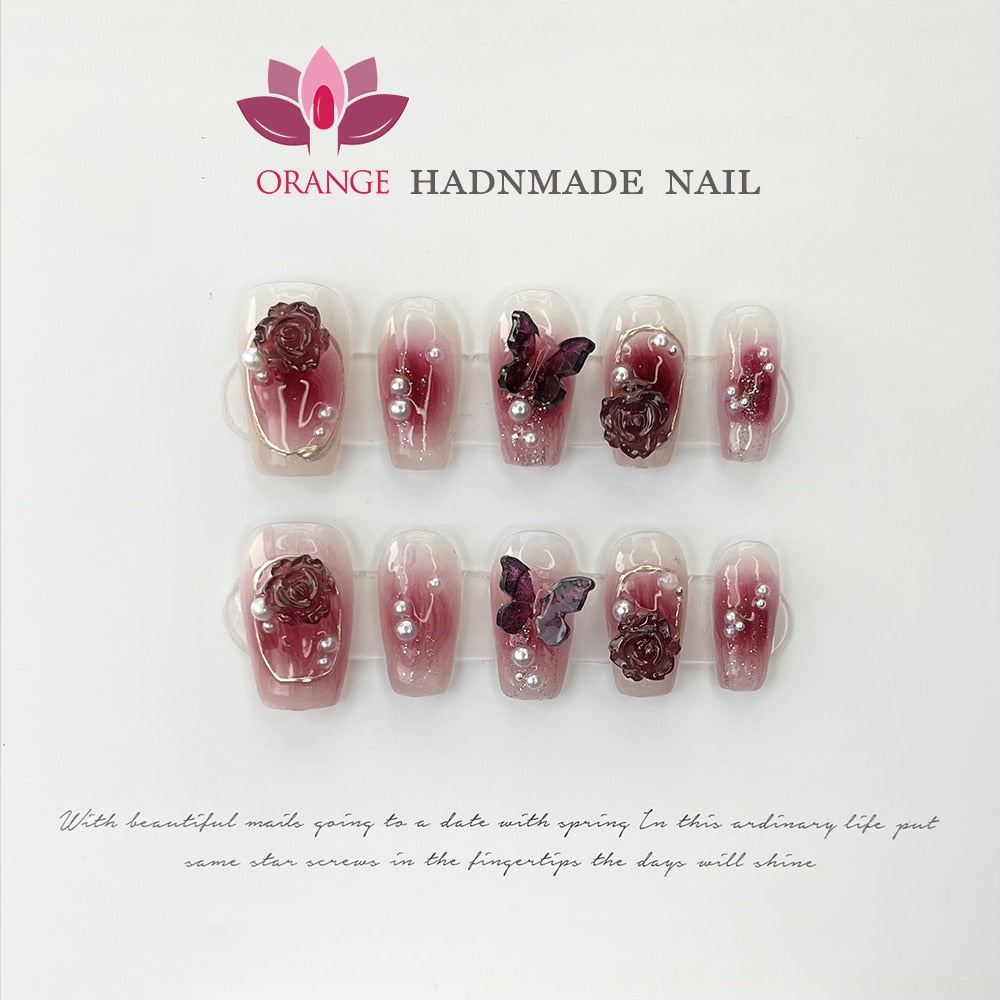 Handmade Y2k Press On Nails Reusable Decoration Fake Nails Full Cover Artificial Manicuree Wearable XS S M L Size Nails Art