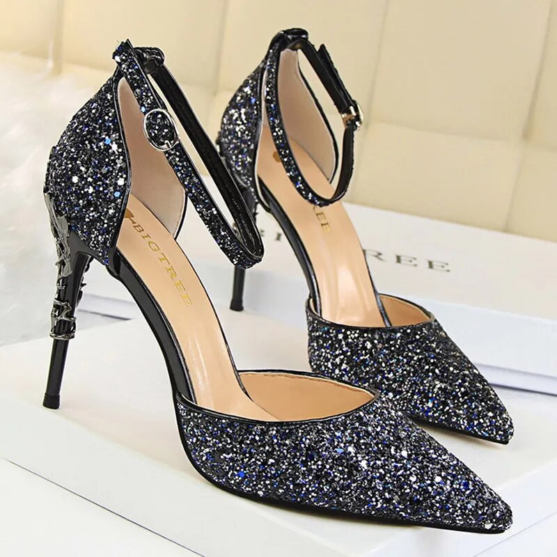 Shoes Heels 2024 New Woman Pumps Sequins High Heels Women Shoes Fashion Ladies Shoes Gold Sliver Stiletto Heels Sandals