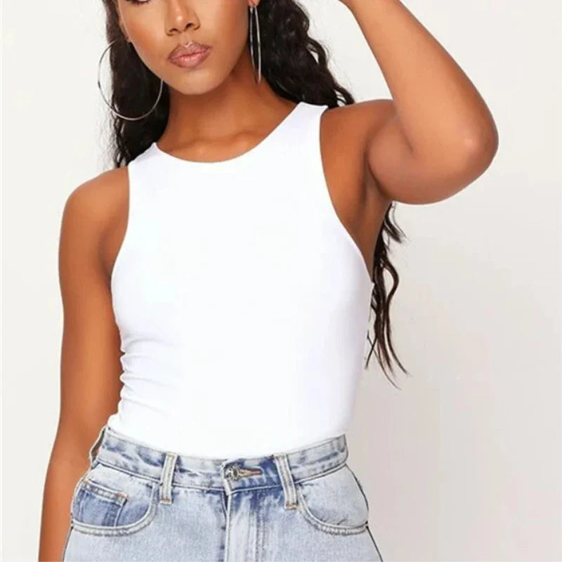 Sexy Tank Tops For Women White O Neck Sleeveless Corset Summer Off Shoulder Body Tops Streetwear Sexy Bodysuit Female Tank Top