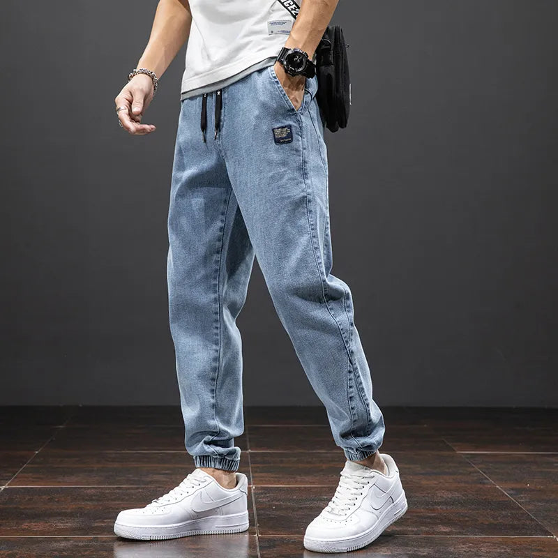 Spring Summer Black Blue Cargo Jeans Men Streetwear Denim Jogger Pants Men Baggy Harem Jean Trousers Plus Size 6XL 7XL 8XL Blue