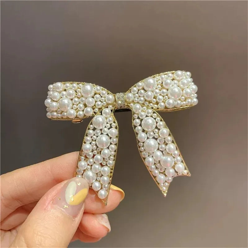 2021 New Korean Sweet Simulated Pearl Bowknot Hairpins Barrettes For Women Fashion Hair Accessories Hair Clips Default Title