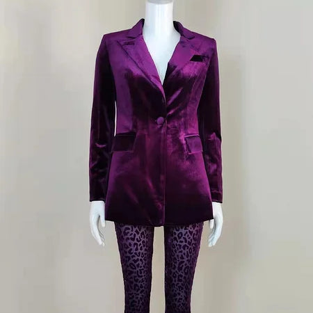 High Street Autumn New Purple Sexy Full Sleeves 2 Pieces Set Elegant Women Celebrity Party Fashion Wear
