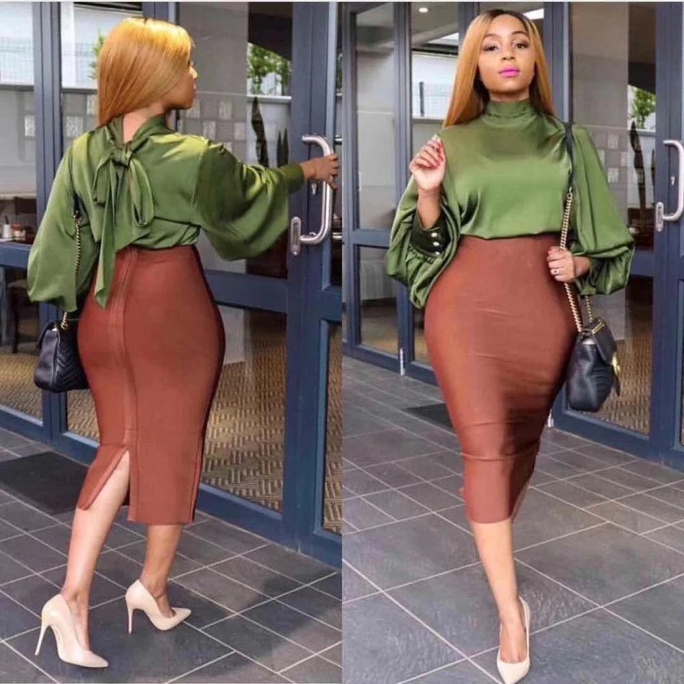 Women New Rayon Bandgae Skirt Elegant Pencil Skirt Celebrity Sexy Club Party Wear Vintage Vestios