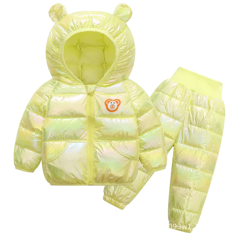 Toddler Baby Girls Boys Clothing Sets Winter Warm Down Jacket Clothes Sets Children Kids Snowsuit Coats Vest Pants Overalls as the picture 4