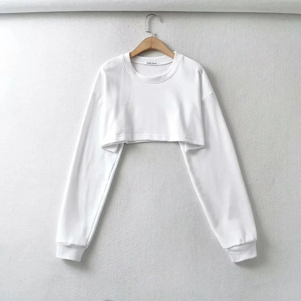 Womens Casual Tracksuits 2 Piece Set Spring Crop Sweatshirt + Sporting Shorts Sweat Set Ladies Two Piece Outfit Solid Color Suit as shown 2