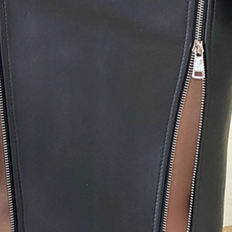 Lautaro Autumn Soft Black Pu Leather Midi Skirt Women with Double Slit Zipper High Waist Korean Style Fashion 2021 Streetwear