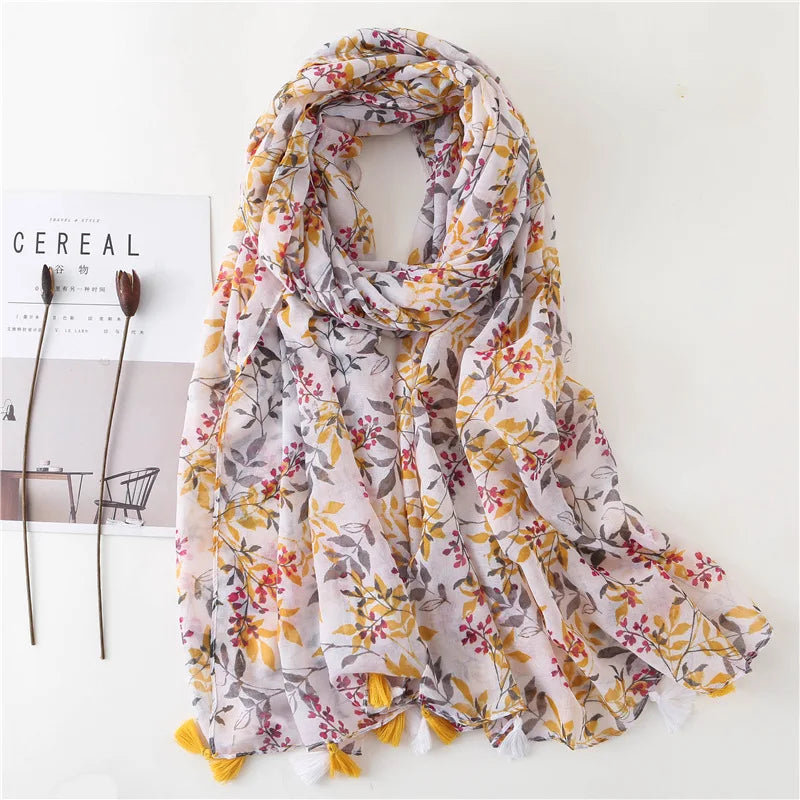 2023 Fashion Paisley Abstract Floral Tassel Viscose Shawl Scarf Lady Wrap Thin Pashmina Stole Muslim Hijab 180*90Cm 9