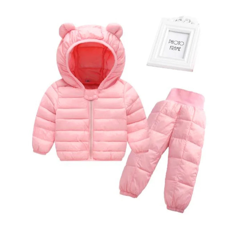 Toddler Baby Girls Boys Clothing Sets Winter Warm Down Jacket Clothes Sets Children Kids Snowsuit Coats Vest Pants Overalls